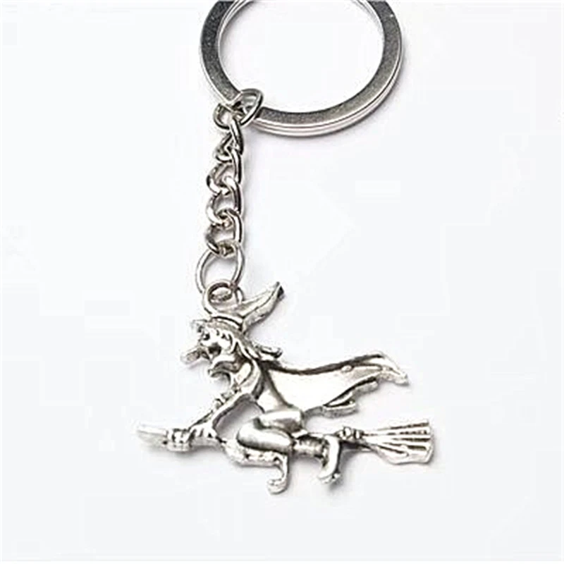 Handmade Witch Charm Little Magician On Broom Halloween Broom Riding Miniblings Witch Hat Keychain Wizard Hat Key chain