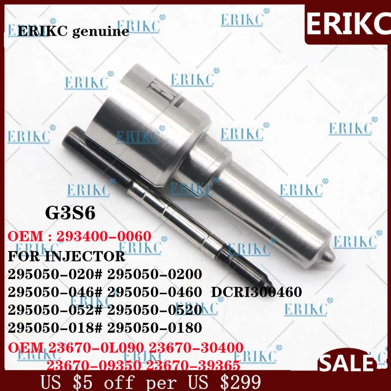 ERIKC G3S6 Diesel Oil Burner Nozzle G3S074 OEM 293400-0060 FOR INJECTOR 295050-0520 DCRI300520 295050-0180  295050-0181