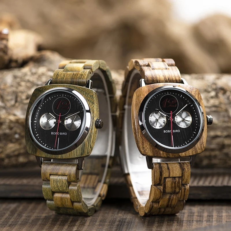 BOBO BIRD Stylish Luxury Men Wood Watches relogio masculino Timepieces Military Quartz Wristwatch In Wood Gift V-S06