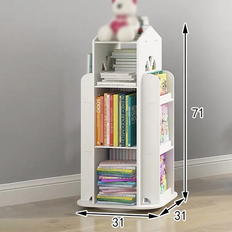 360° Rotating Children\'s Bookshelf Picture Book Magazine   Newspaper Rack Floor Simple Book Shelf For Home Bookcases Furniture