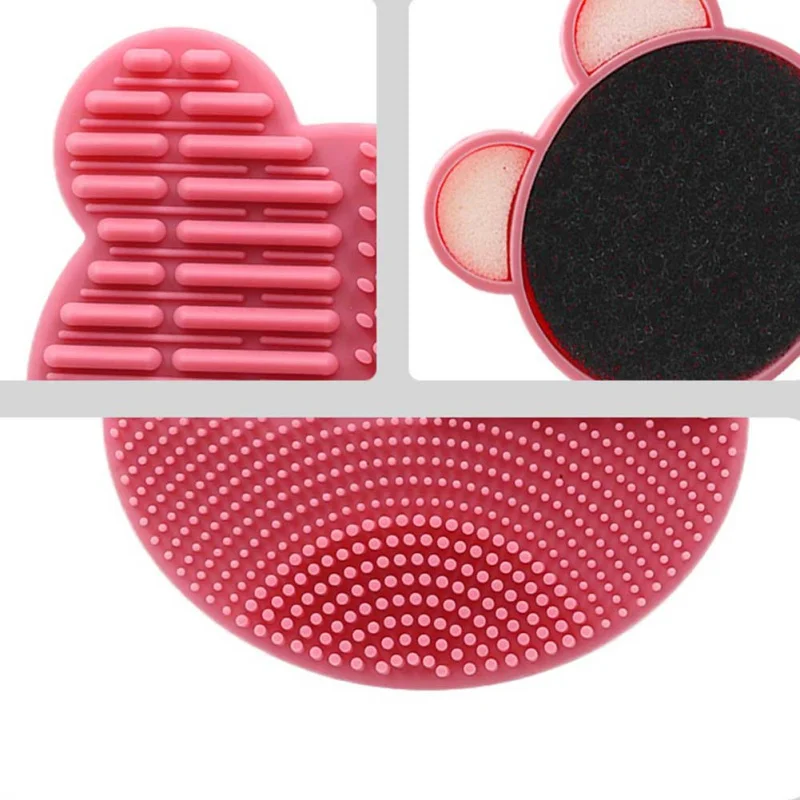 Tin Box Cosmetic Brush Cleaning Box Silicone Heart-Shaped Bear Scrub Box Filter Sponge Eye Shadow Brush Quick Dry Cleaning