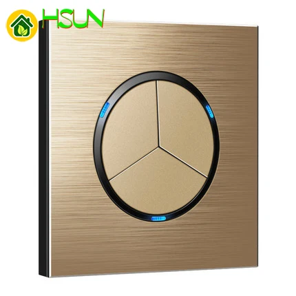 86 champagn aluminum alloy 1 2 3 4 gang 1 2 way panel Switch socket Europe Industry Switch France Germany UK US socket