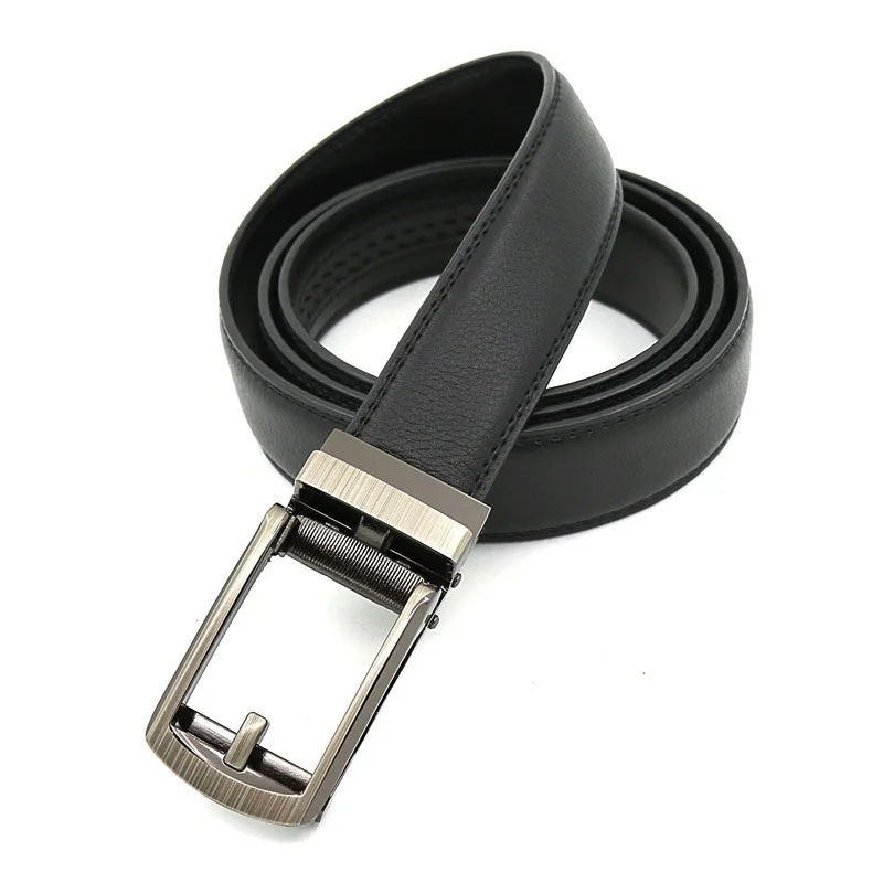 3.1cm Width Thin Designer Men Belt Cow Genuine Leather Men\'s Automatic Buckle Belt for Jeans Black White Blue Yellow Red Brown