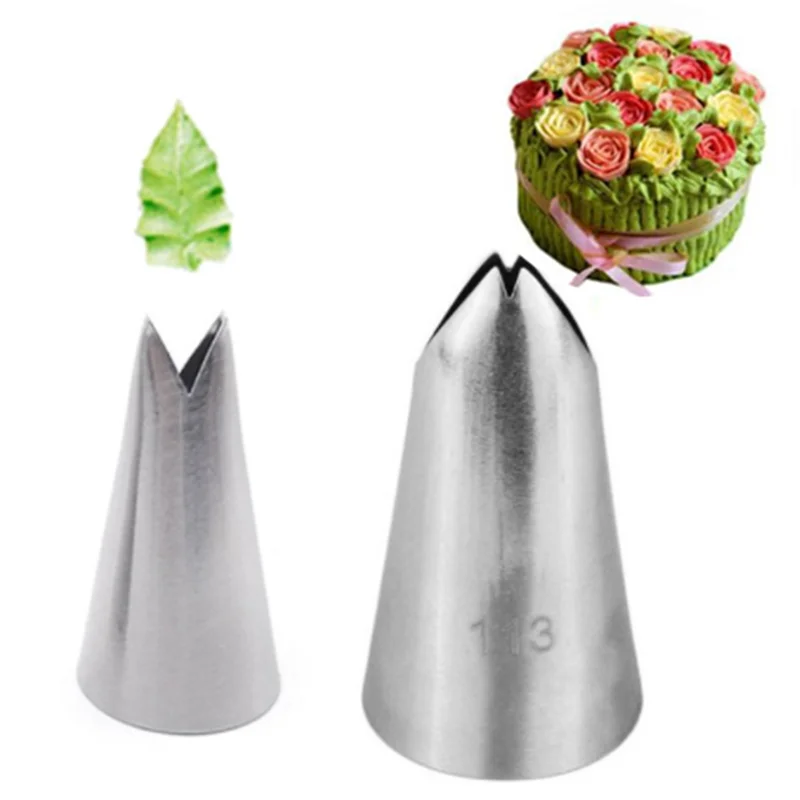 2pcs Leaves Stainless Steel Pastry Nozzles Set Rose Flower Tips Leaf Piping Tubes DIY Cake Decorating Tips #113#352 Nozzles