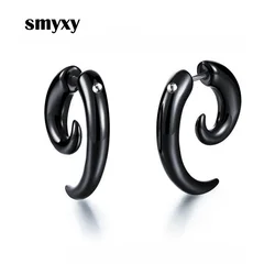 1 piece Punk Acrylic Black Bull Horn Snail Shape Earrings For Men / Women Hip-hop Rock Party Personality Ear Jewelry