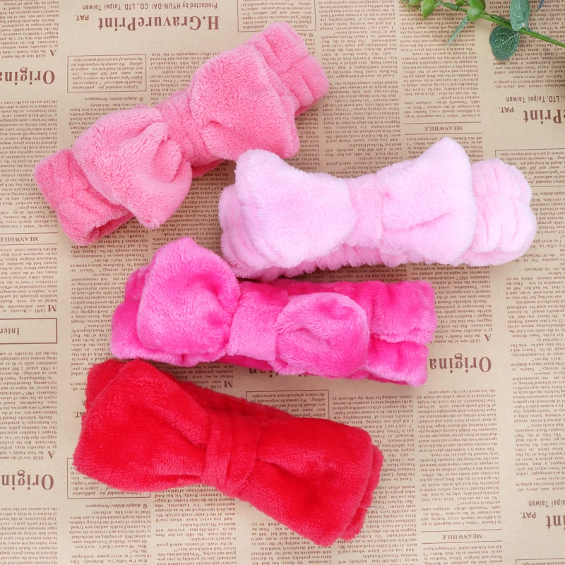 Big Rabbit Ears Coral Fleece Soft Elastic Hairbands SPA Bath Shower Make Up Wash Face headband Hair Band Girls Hair Accessories