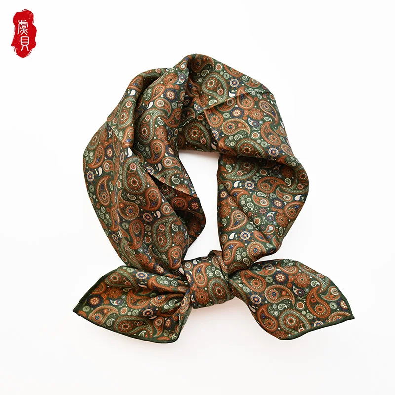 Purple cashew natural silk scarf square scarves fashion women headband beach shawl foulard designer hijab hair lady scarf 65cm