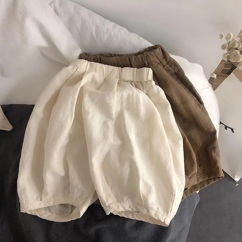 

Children's Retro Cotton And Linen Knee Length Pants Summer New Boys Girls Linen Pant Casual Loose Baby Kids Harem Pants WT040