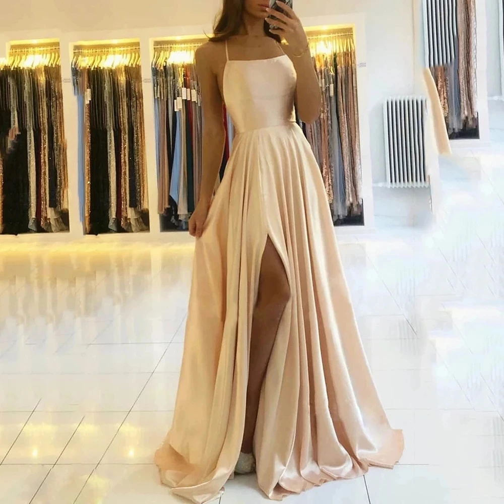 

Evening Dresses 2024 Spaghetti Strap Corset Back Elegant A Line Long Graduation Party Gowns Robe De Soiree