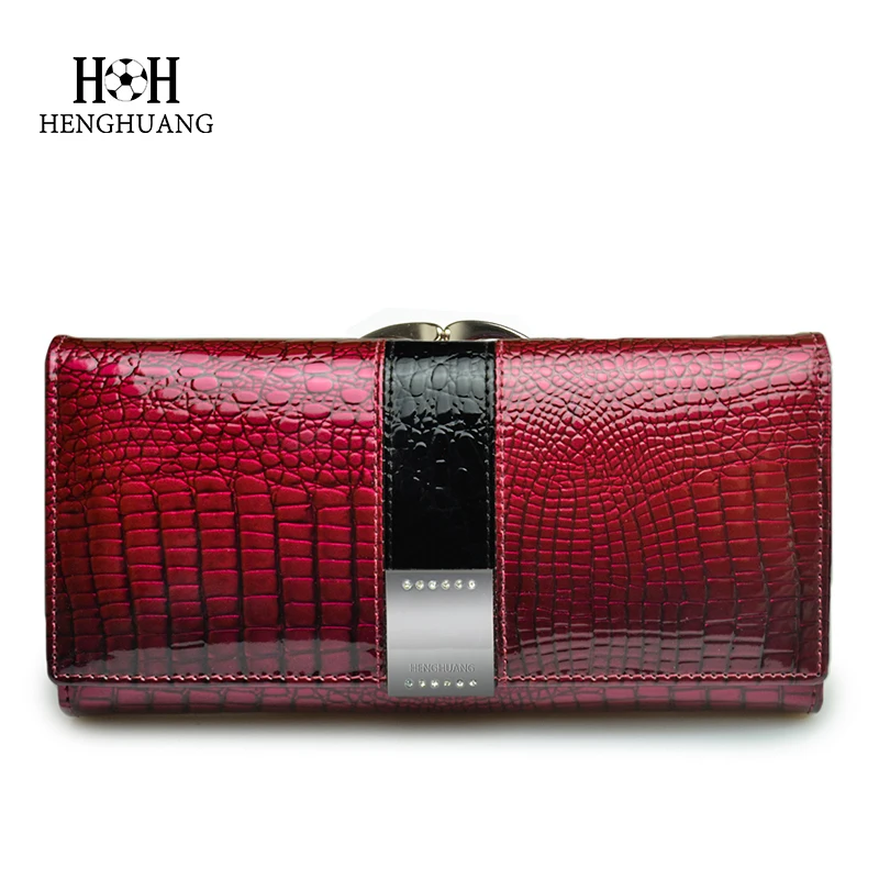 HH Womens Wallets Genuine Leather  Alligator Patent  Purses Female Design Clutch Long Multifunctional Coin Card Holder  Purses