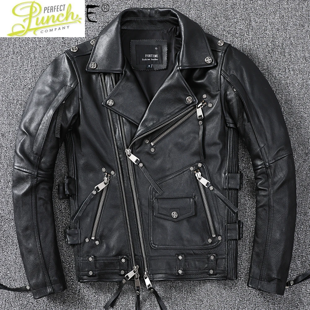 

Fashion 2021 Leather Jacket Men Short Motorcycel Coat Streetwear Coats and Jackets Korean Cowhide Men Clothing Chaquetas WPY3862