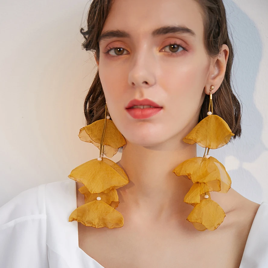 

Big Vintage Earrings For Women Yellow Geometric Statement Earring 2020 Earring Hanging Fashion Jewelry Long Hyperbole Earrings