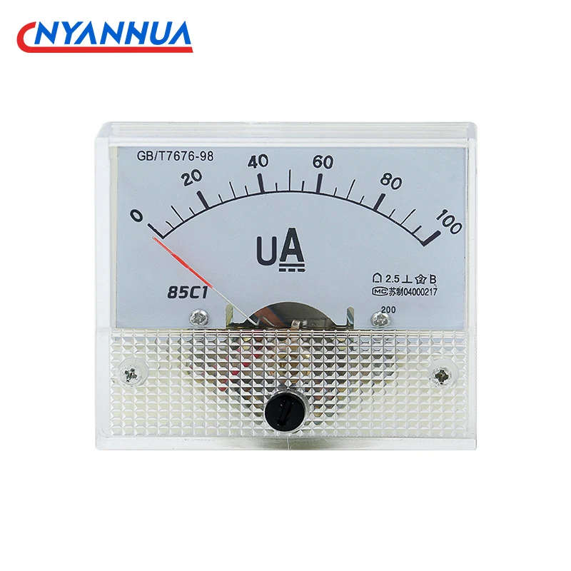 85C1-uA DC Pointer Ammeter  Analog Ammete Microammeter Mechanical Current Meter Panel AMP Meter 50uA 100uA 200uA 300uA 500uA