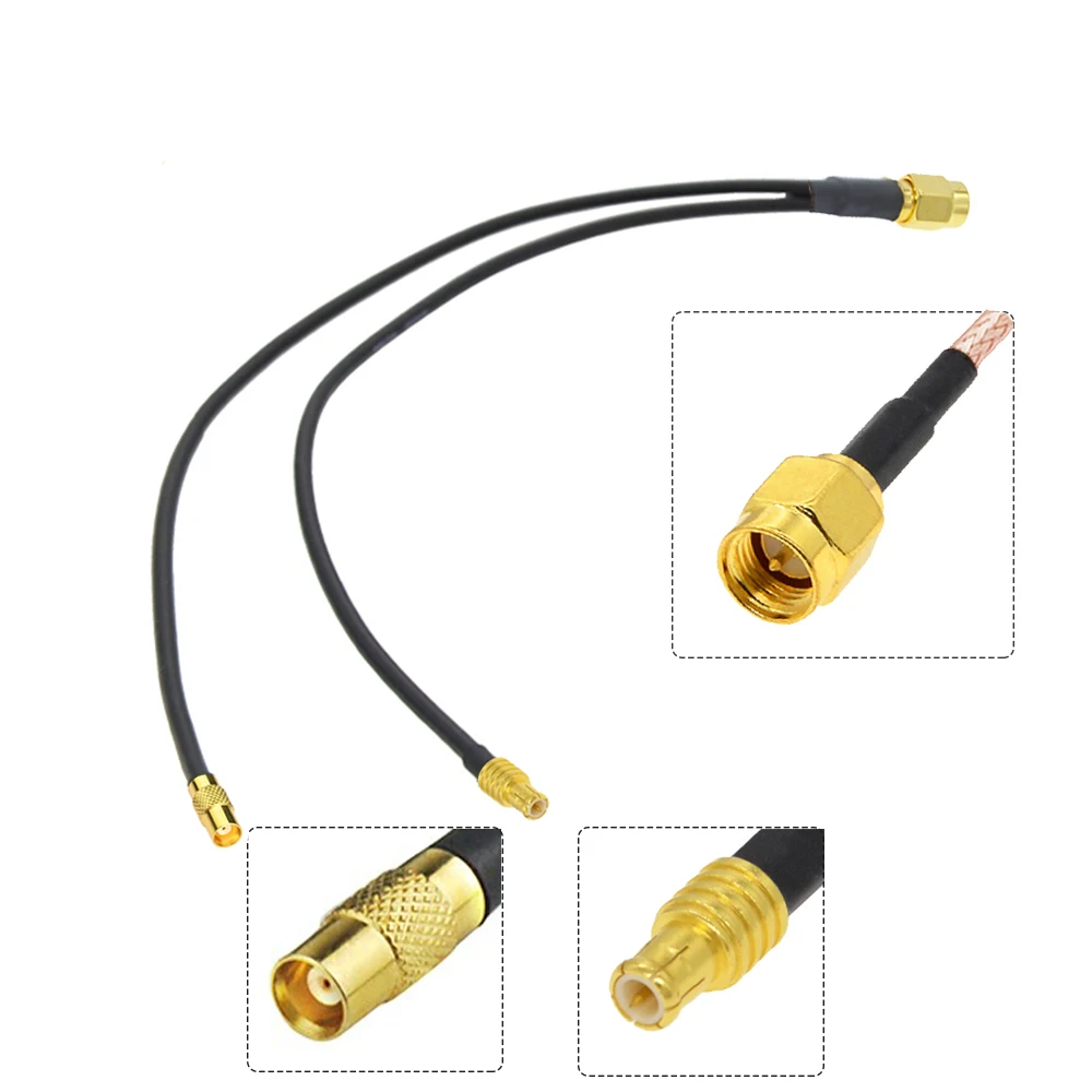 

1x SMA Male Plug to 1x MCX Male Plug & 1x MCX Female Jack Y Typle Splitter RG174 Cable Navigation GPS Antenna Extension Adapter