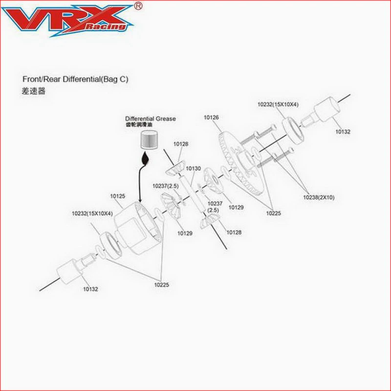 Rc Auto Onderdelen 10003 Differentieel Versnellingsbak Set, Fit Vrx Racing RH1011RH1013 RH1016 RH1017 RH817 RH818, remote Contol Auto Accessoires