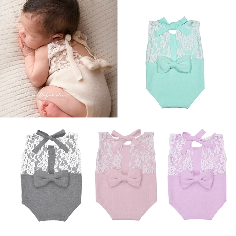 

Hot Newborn Photography Prop Baby Stretch Lace Props Romper Knit Dainty Romper Photo Props Picture Costumes