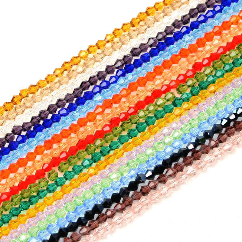 3mm 4mm 6mm Austrian Bicone Crystal Beads For Jewelry Making DIY Accessories Multicolor Faceted Glass Space Beads Wholesale