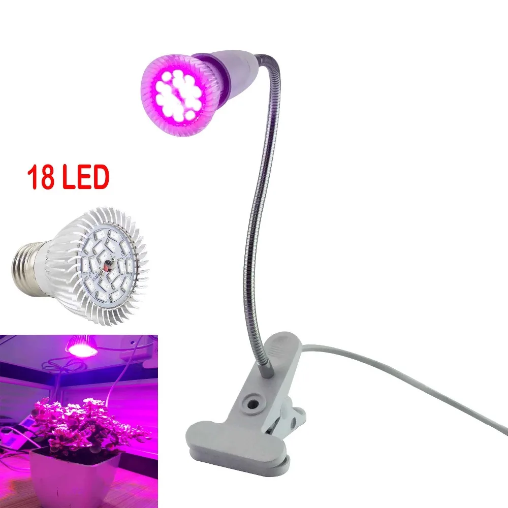 

18 LED Grow Light 360 Degrees Flexible Lamp Holder Clip Plant Flower Light For Hydroponic Indoor Plant Bulb Greenhouse planter