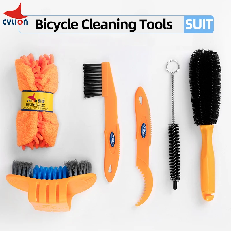 CYLION Bike Chain Cleaner Wheel Kit Brush Set For MTB Road MTB Bike Bicycle Brush Maintenance Tool Cycling Equipment Kit Set