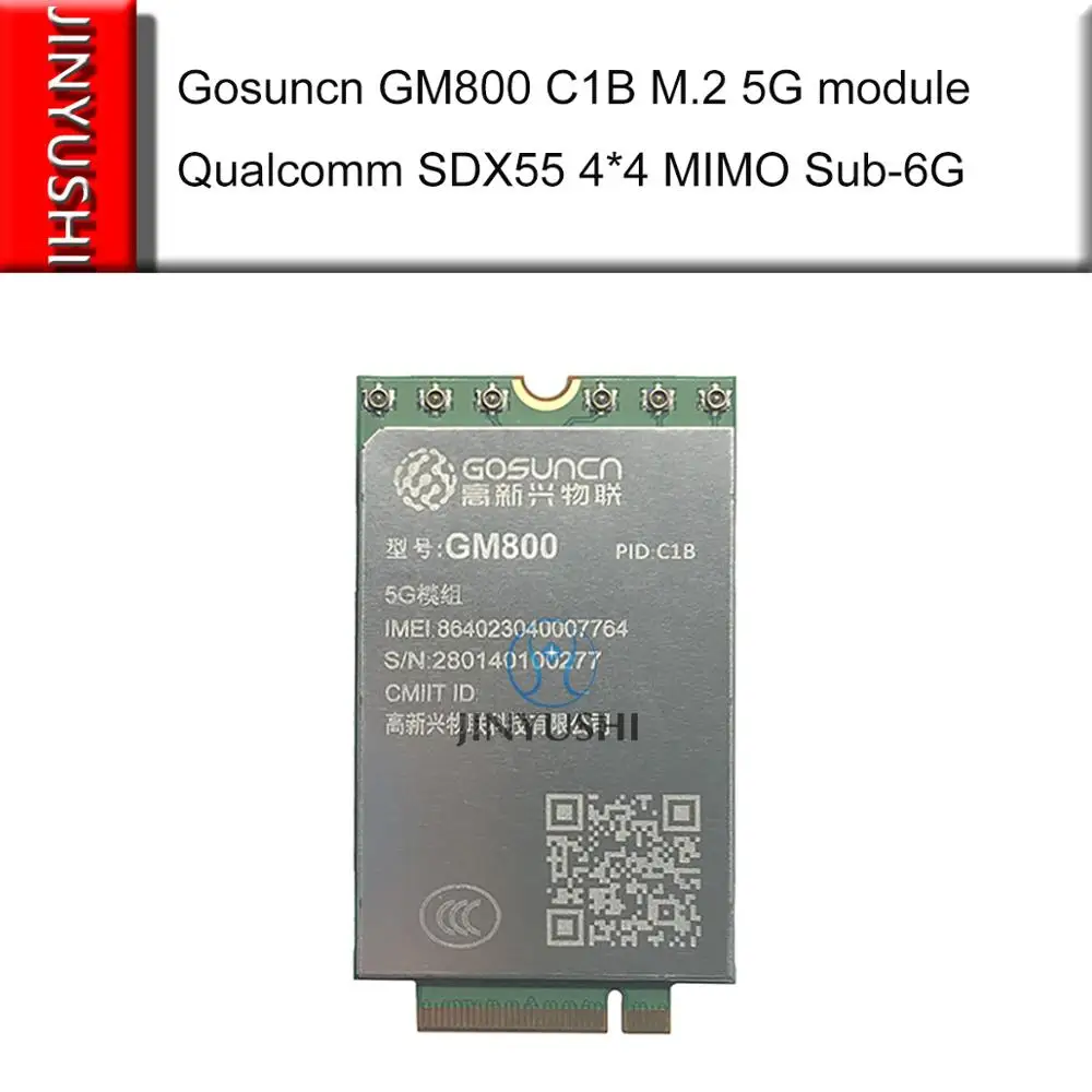 Gosuncn GM800 CIB M.2 5G module Qualcomm SDX55 chip Supports SA NSA 5G NR/4G/3G 4*4 MIMO Sub-6G & mmWave LTE cat 22