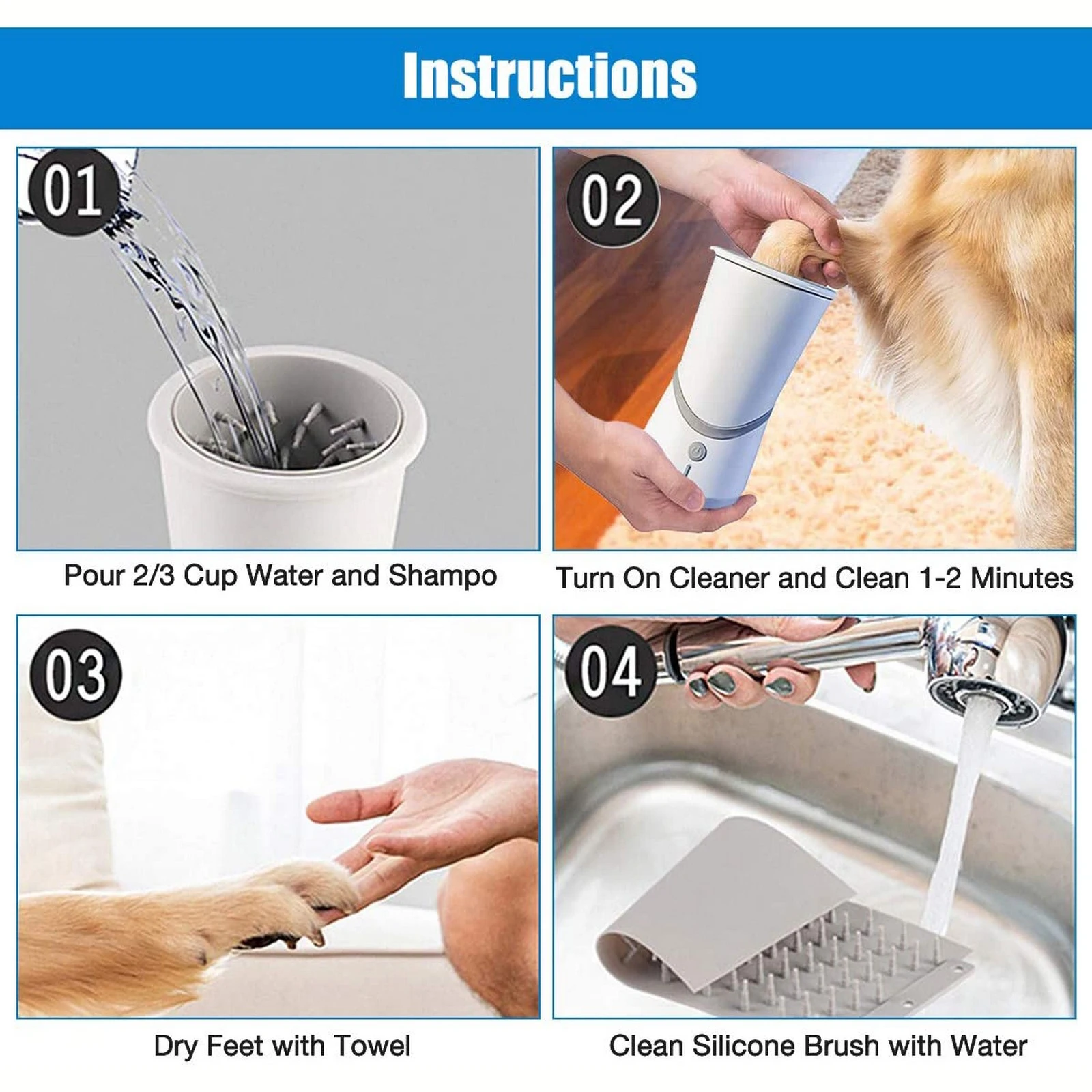 Dog Paw Cleaner Cup Automatic Foot Washing Device Electric Dog Paw Washing Machine USB Charging Dog Paw Cleaning Cup Dog Product