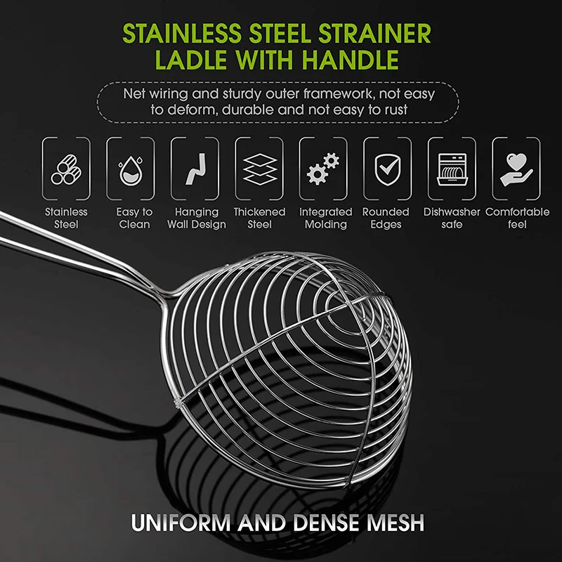 Hot Pot Strainer Scoops Stainless Steel Hot Pot Strainer Spoons Mesh Skimmer Spoon Asian Strainer Ladle with Handle