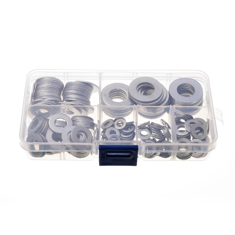 

270Pcs M4 M5 M6 M8 M10 M12 Stainless Steel Durable Flat Washers Kit Solid Seal Insulation Gasket Metal Screw Gaskets With Box