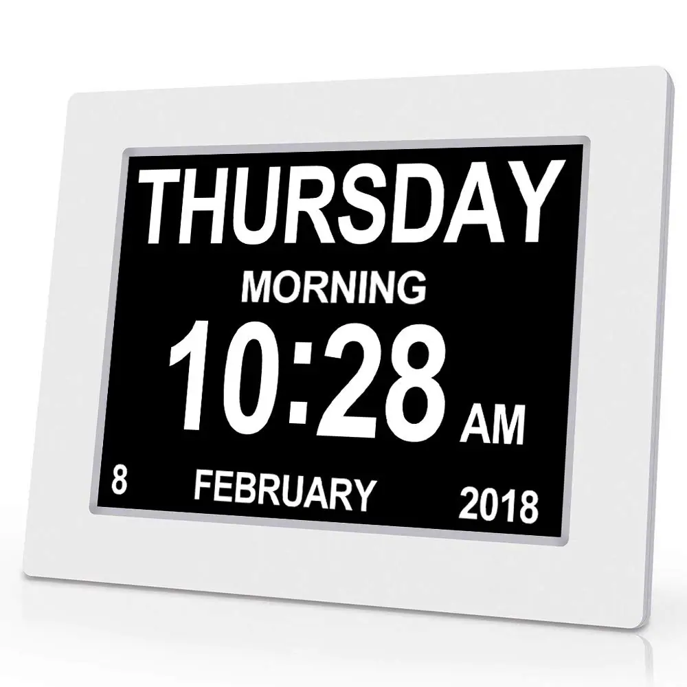 LED Digital Clock Calendar Day Home Decor Day/Week/Month/Year for Adolescent/ Elderly Dementia/Vision Impairment Support Night