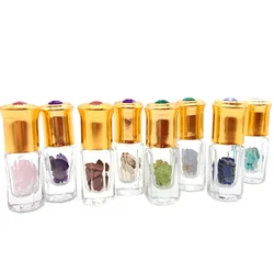 3ml Gemstone Quartz Roller Refillable Perfume Essential Oil Bottle Eye Roll Bottle Amethyst Garnet Lapis Lazuli 10pcs/lot P302