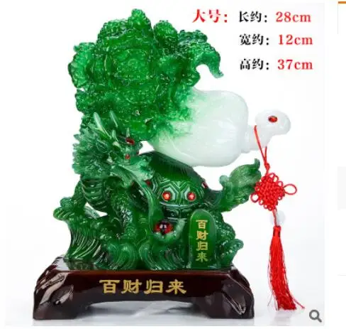 Fine statue Lotus Resin crafts Large cabbage Animal dragon tortoise dragon turtle decoration Creative accessories Rural style