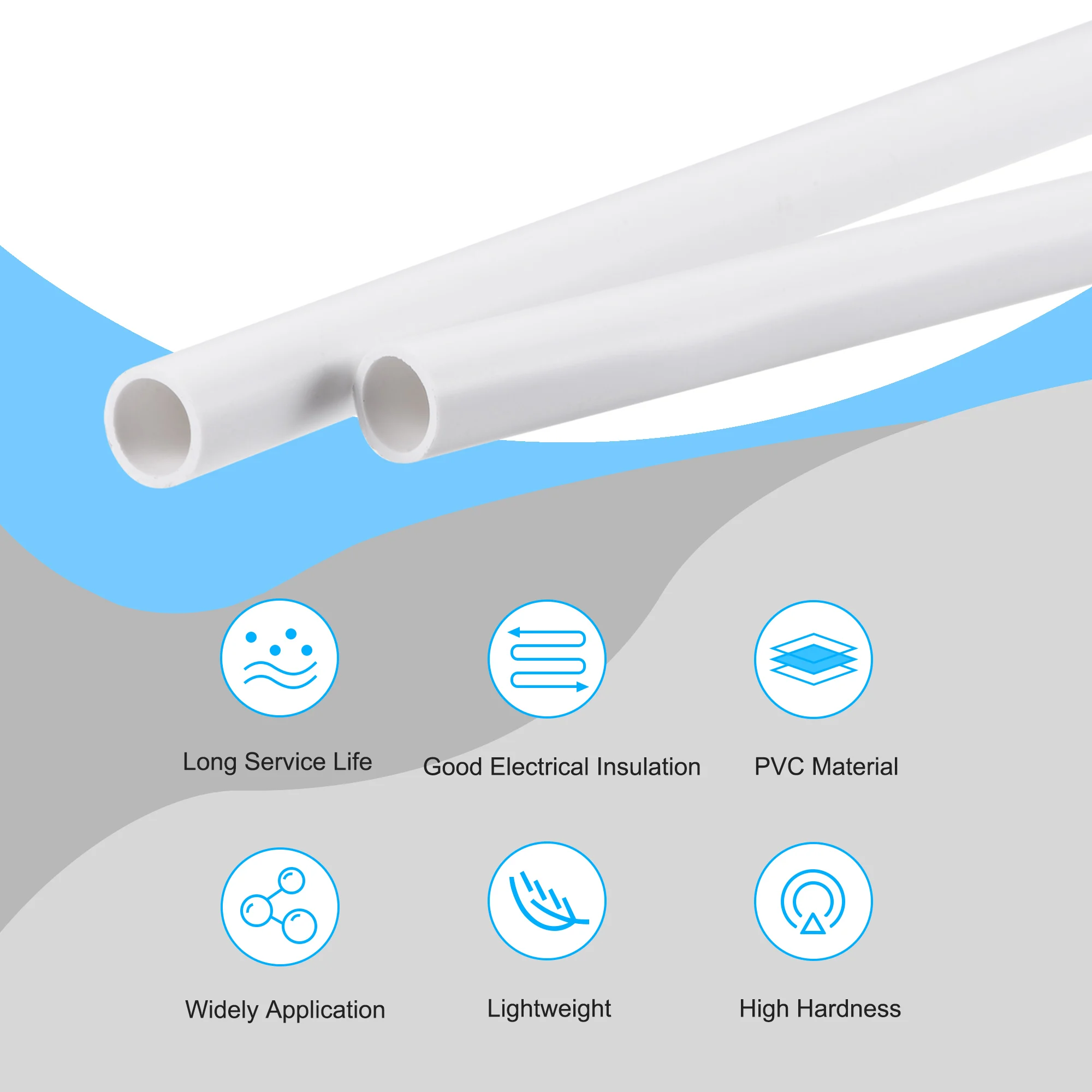 Uxcell PVC Pipe Round Rigid Plastic Tube 5/16" ID 20" White for Water Pipe,Crafts,Decoration,Cable Sleeve 2 Pack