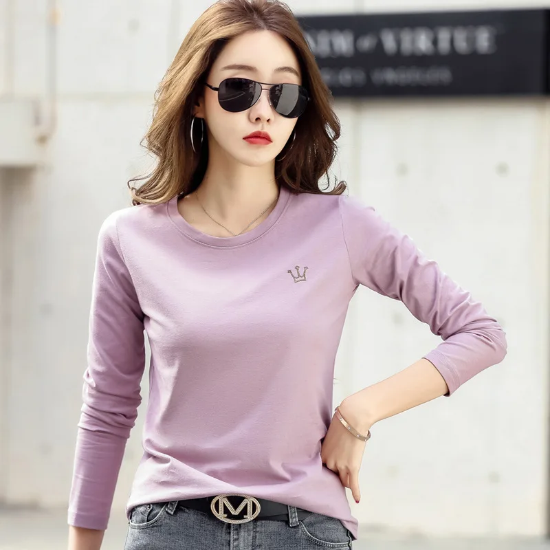 

New 2024 T Shirt Women Long Sleeve Spring Tops Tees Casual T-shirts For Women Autumn Cotton Female T-shirt Camisetas Mujer