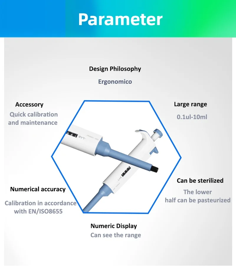 IKEME 0.5-10ul Laboratory Pipette Single Channel Digital Display Adjustable Plastic Pipette Laboratory Equipment