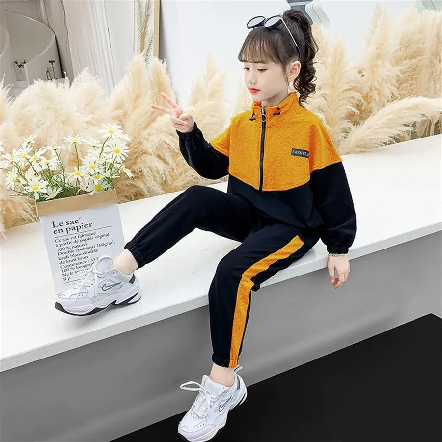 Fashion Girls Clothes Set Teen Girls Tracksuit Spring Autumn Long Sleeve 2pcs Children Girls Clothing Suits 4 6 8 9 10 12 Years