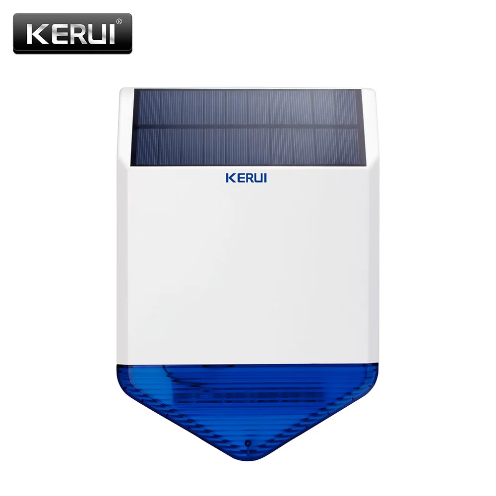 Solar Panel Solar Siren SJ1 8 Levels Adjustable Volume Blue Flashing Light 110dB Loud Waterproof Anti-tamper Function Protection