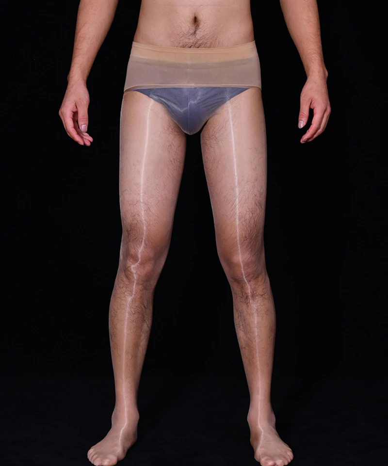 Sexy Oil Shine Mens Tight Pantyhose Gay Lingerir Stocking  Long Legging Thin Transparent  Socks Underpanties