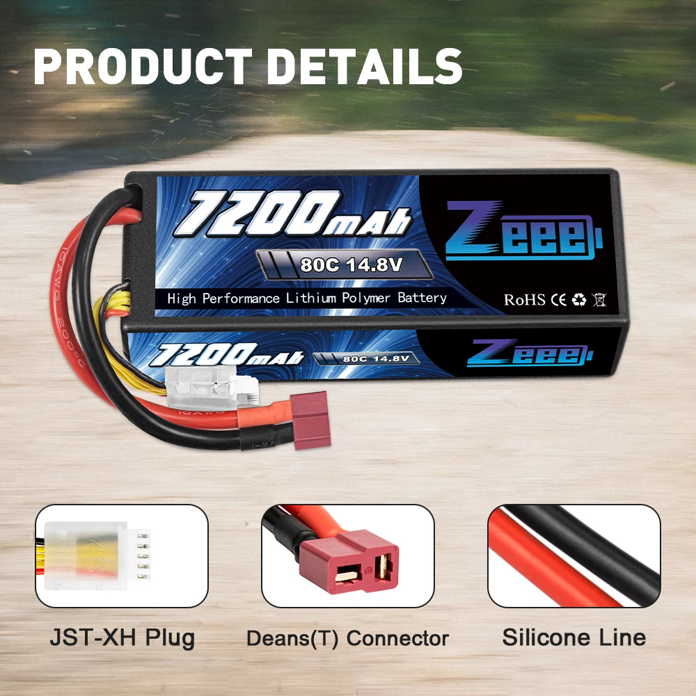 Zeee 4S 7200mAh Lipo batteria 14.8V 80C con Deans Plug Hardcase per RC Car Truck Tank RC Buggy Truggy Racing Hobby Model Parts