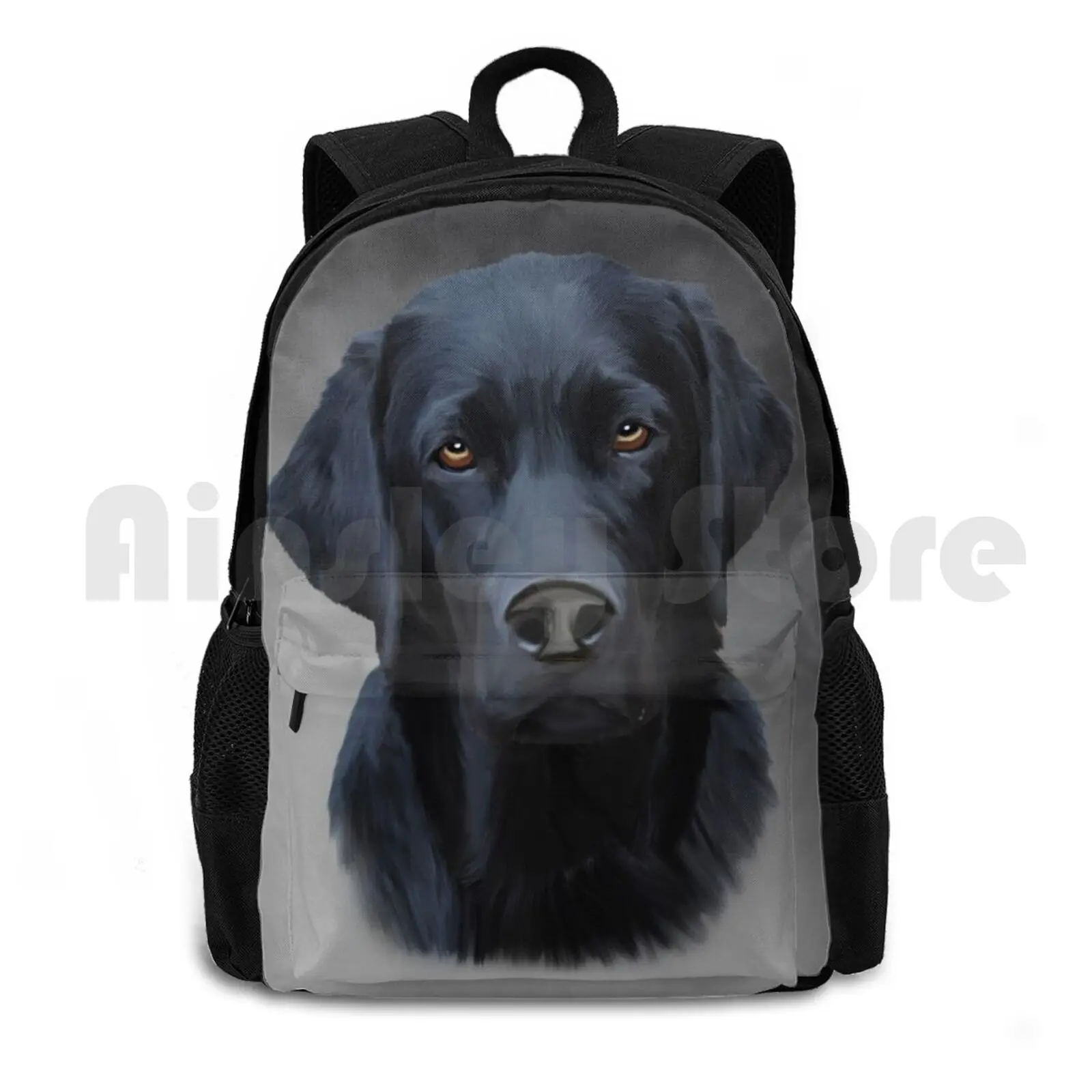 Black Labrador Dog Water Color Art Painting Outdoor Hiking Backpack Waterproof Camping Travel Dog Breed Owner Dogs Puppy Funny