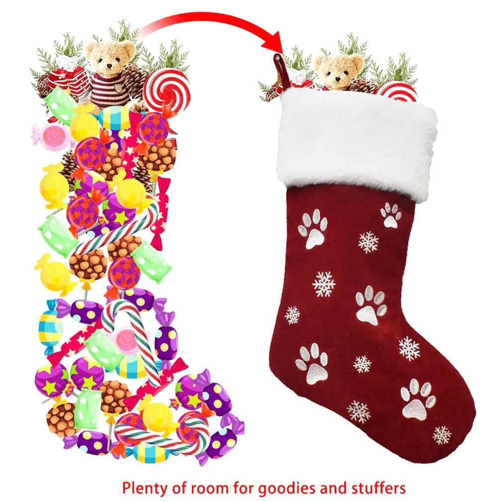Christmas Stocking Sack Gift Candy Bag Children Kids Noel Christmas Decorations For Home Sock Christmas Tree Decor New Year