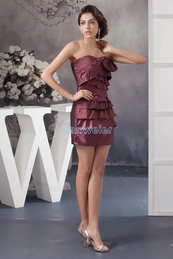 free shipping 2014 new design hot sale formal dresses custom size/color Cheap In Stock pleat real photo short Cocktail Dresses