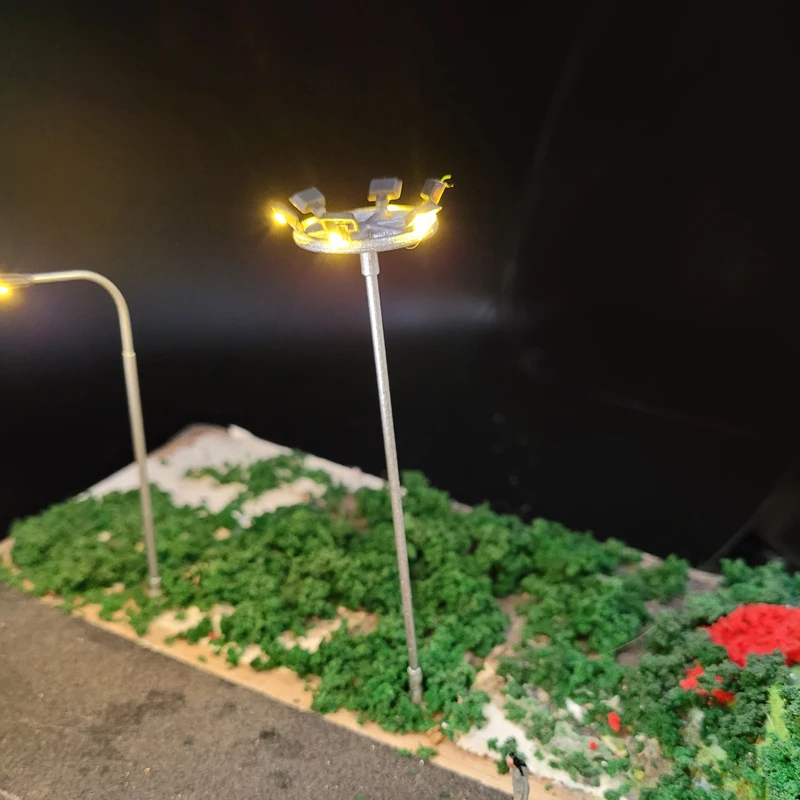 Ho Scale Model Lamp Tower Lighting 12v Model Lights Layout Lamppost Train Playground Stadium Overhead Light Warm/cold White