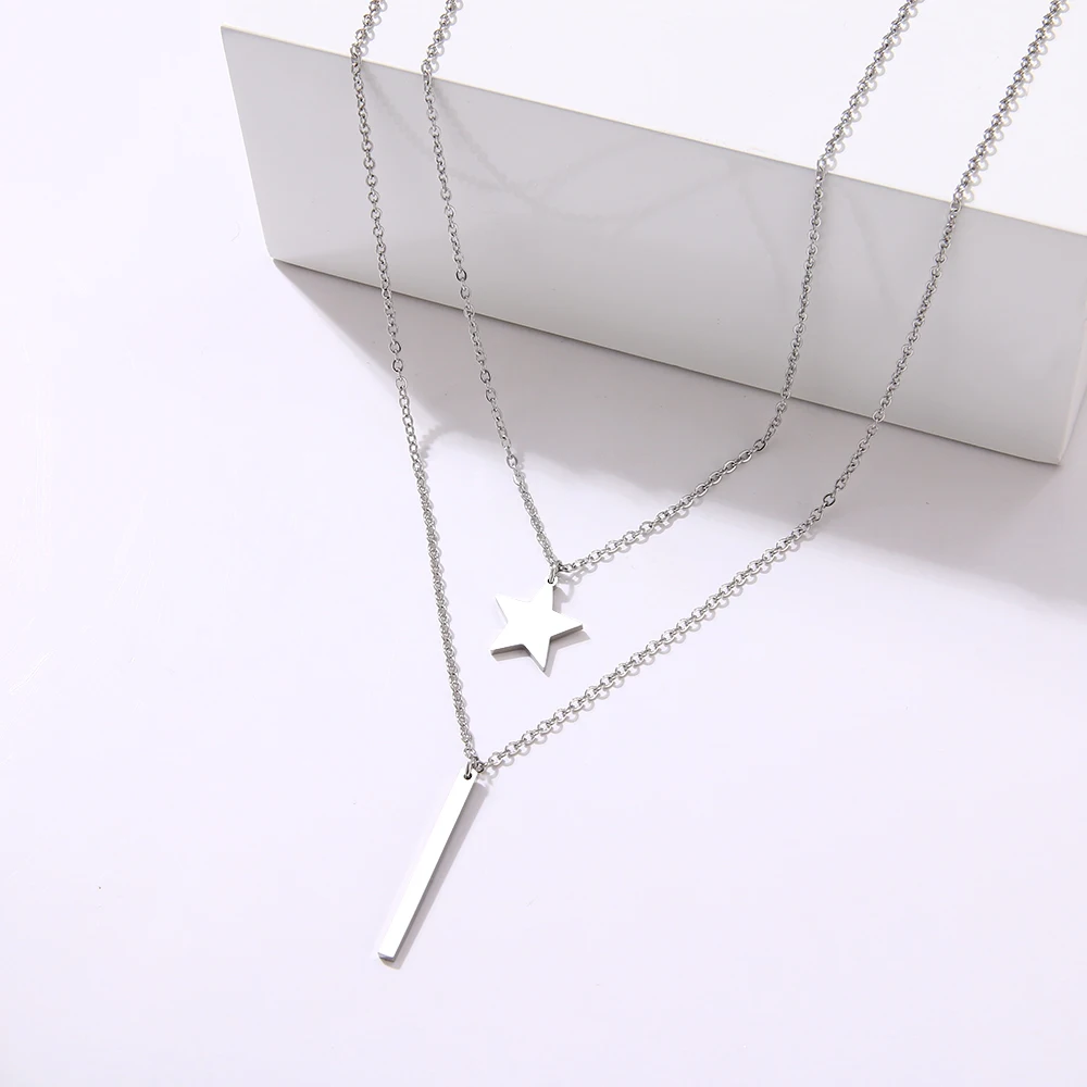 Multilayer Necklaces & Pendants Star For Women Gold Color Long Chain Female Pendant Necklace Fashion Stainless Steel Jewelry image 4