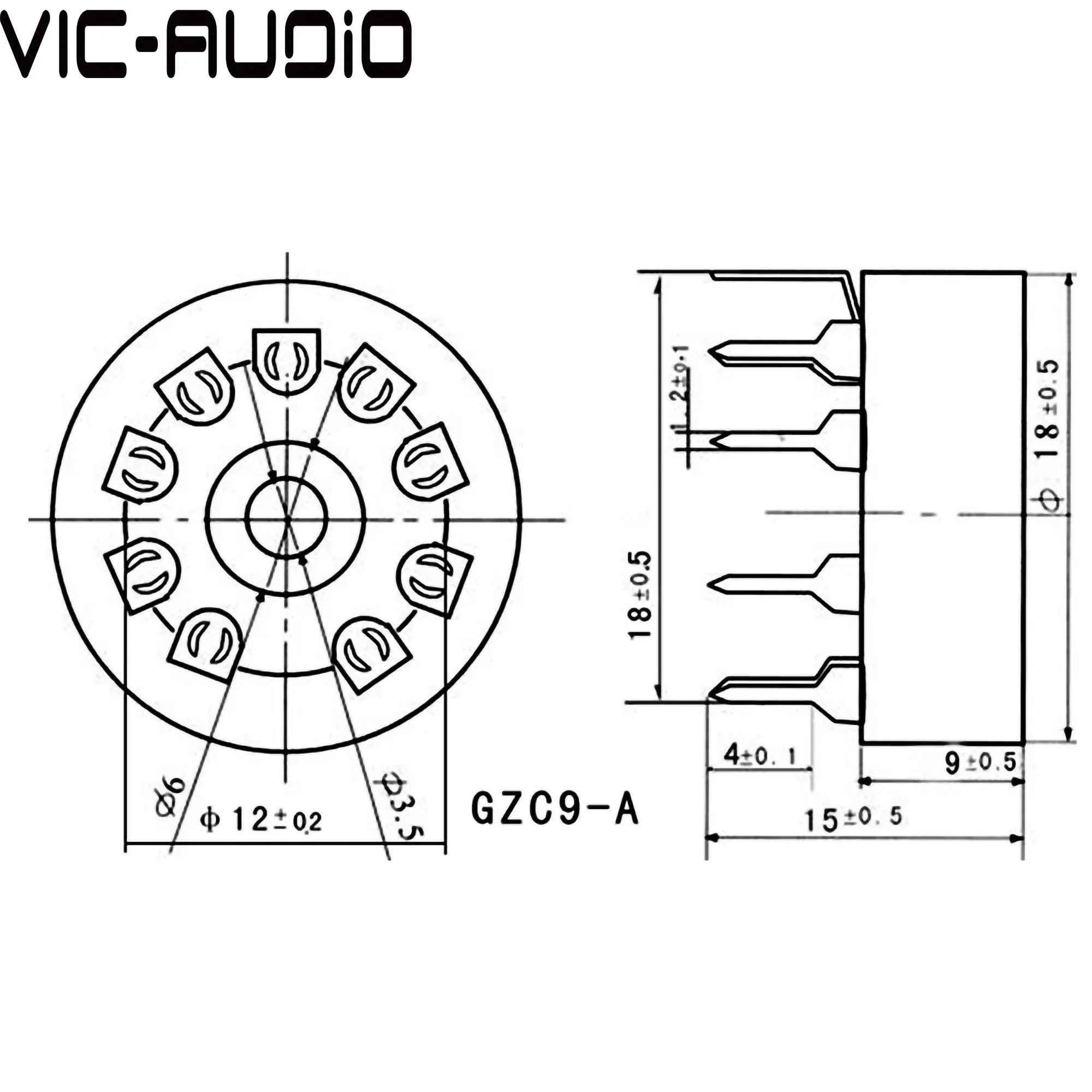 Ceramic B9A 9pin Valve Tube Socket GZC9-A For ECC82 ECC83 6DJ8 5670 6922 E88CC 12AX7 12AU7 Vacuum Tube Vintage Amp PCB Mount