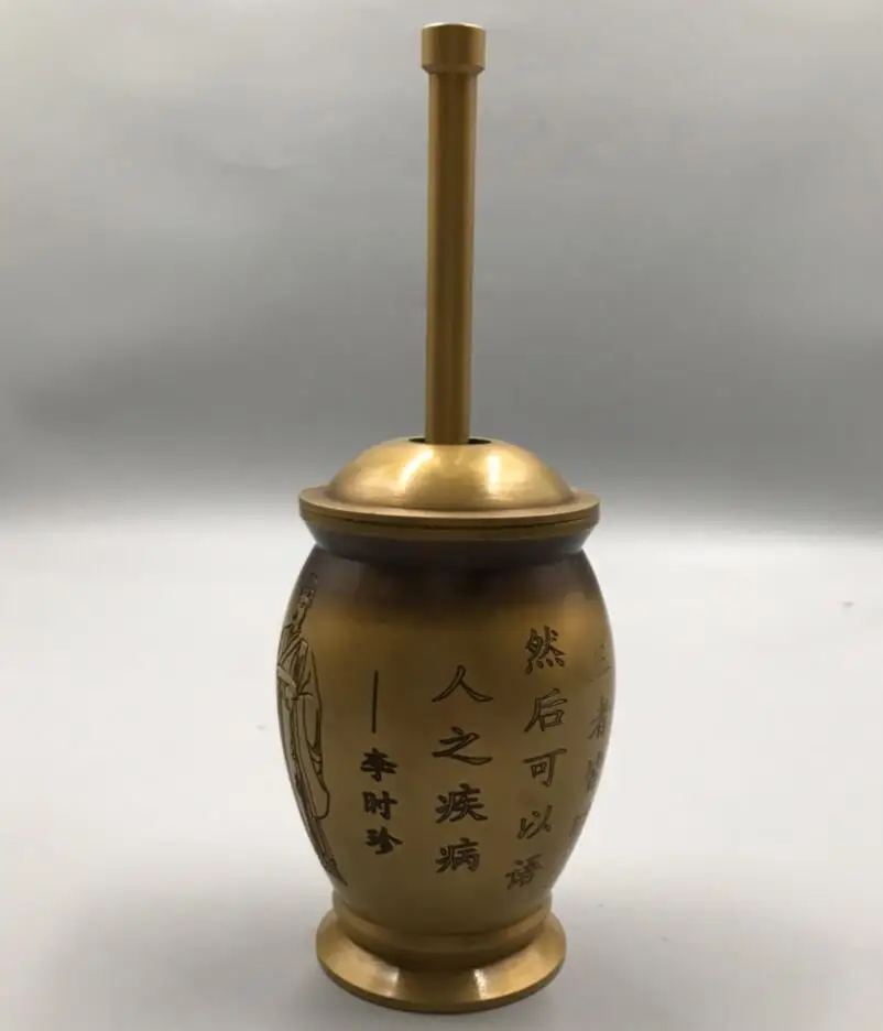 Archaize brass Medical Sage Li shizhen Medicine tank crafts statue