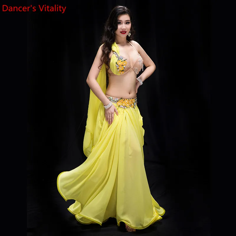 New Performance Dancewear Clothes Bellydance set B/C Cup Chiffon Long Skirt Women Professional Belly Dance Costume Set