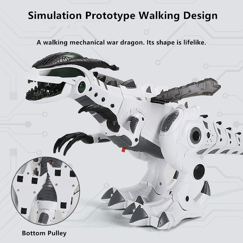 Simulation Prototype Atomization Robot Dinosaur Multi Movable Joints Bionic Walk LED Cool Light Wing Tail Lifelike Children Toy