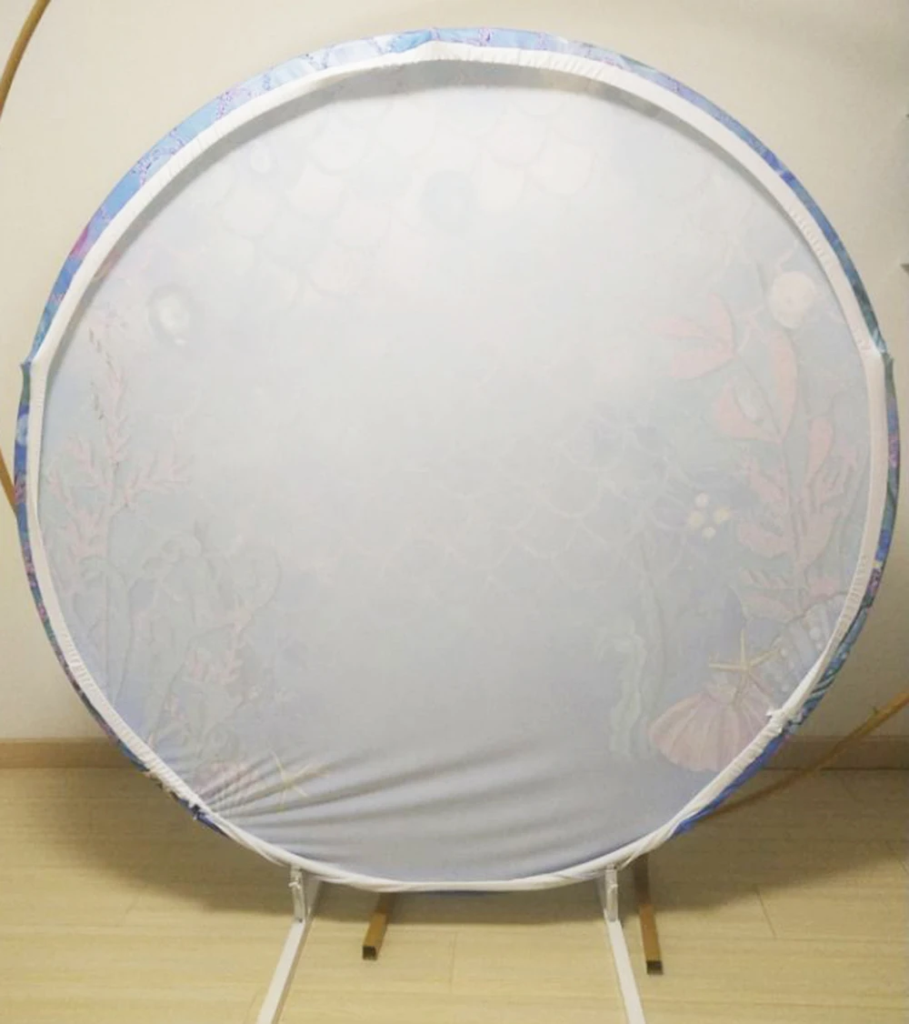 customize elastic fabric polyster white round circle panel backdrop and three cylinders background circle columns covers