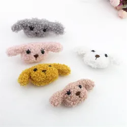 10Pcs/lot 5cm Plush cartoon dog doll hair clip accessories, plush fabric dog appliques for shoes clothing accessories