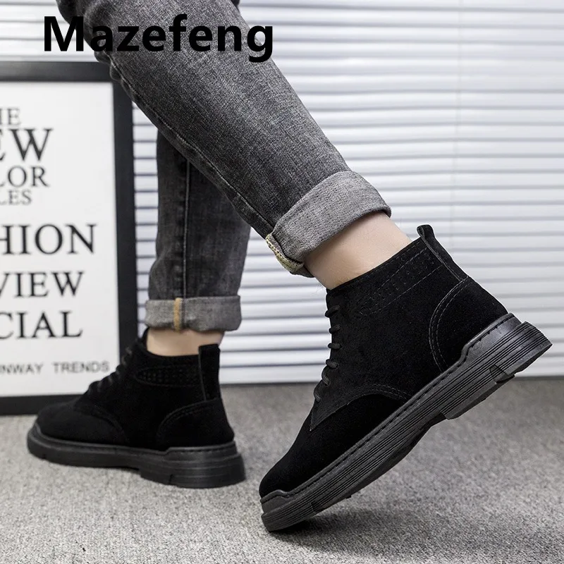 Men Boots Men\'s Winter Shoes Fashion Snow Boots Shoes Plus Size Winter Sneakers Ankle Men Shoes Winter Boots Black Blue Footwear