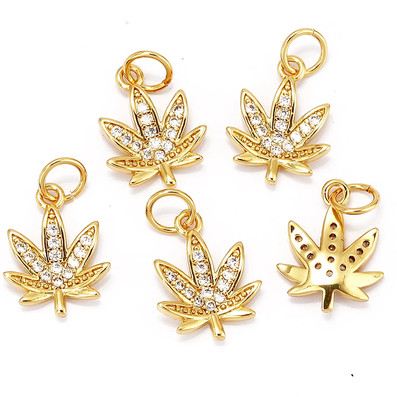 Pine Cone Lotus Coconut Tree Sun Flower Ginkgo Leaf 18K Gold Charm,Bracelet Earring Attachment Jewelry Components Findings L44